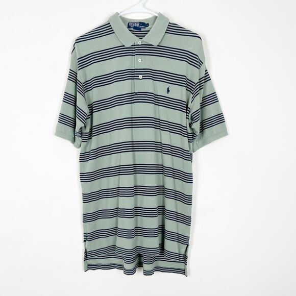 Polo Ralph Lauren Striped Short Sleeve Polo Shirt Gray Size Large - Picture 1 of 4